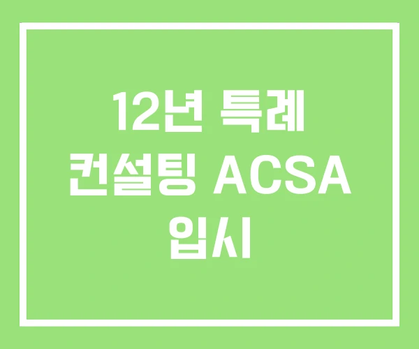 12년 특례 컨설팅 ACSA 입시