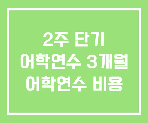2주 단기 어학연수 3개월 어학연수 비용 2주 단기 어학연수 3개월 어학연수 비용