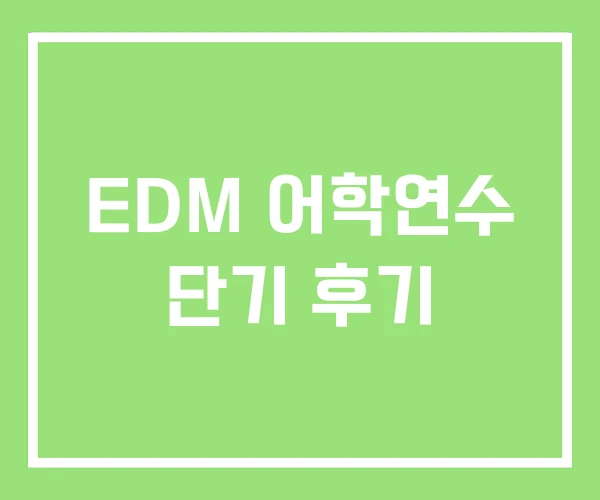EDM 어학연수 단기 후기 EDM 어학연수 단기 후기