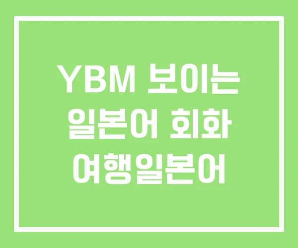 YBM 보이는 일본어 회화 여행일본어