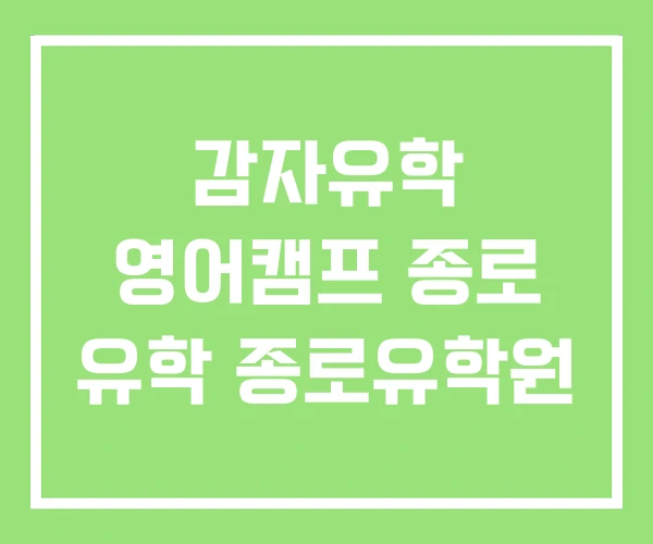 감자유학 영어캠프 종로 유학 종로유학원 감자유학 영어캠프 종로 유학 종로유학원