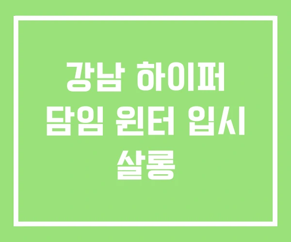 강남 하이퍼 담임 윈터 입시 살롱