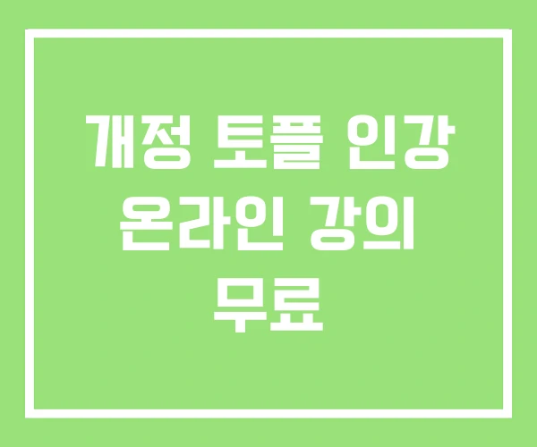 개정 토플 인강 온라인 강의 무료