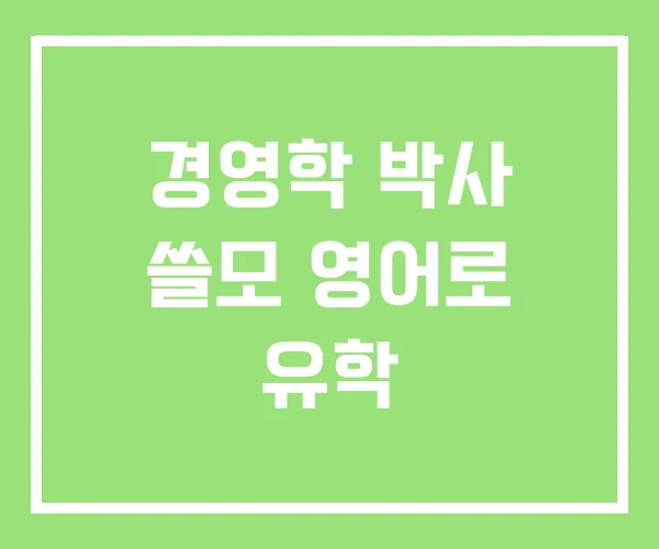 경영학 박사 쓸모 영어로 유학 경영학 박사 쓸모 영어로 유학