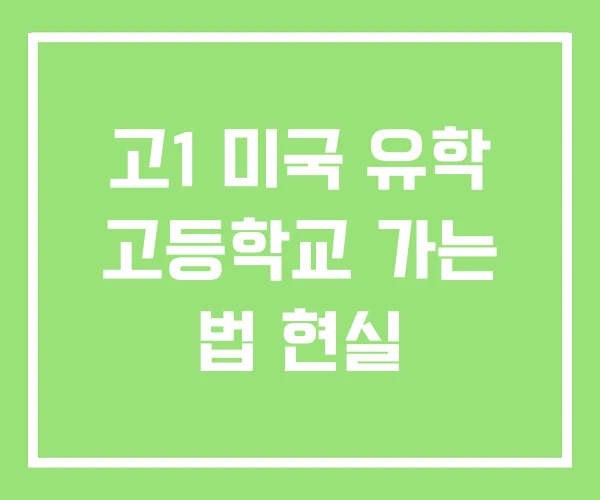 고1 미국 유학 고등학교 가는 법 현실 고1 미국 유학 고등학교 가는 법 현실