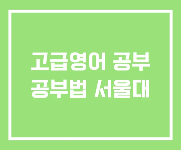 고급영어 공부 공부법 서울대 고급영어 공부 공부법 서울대