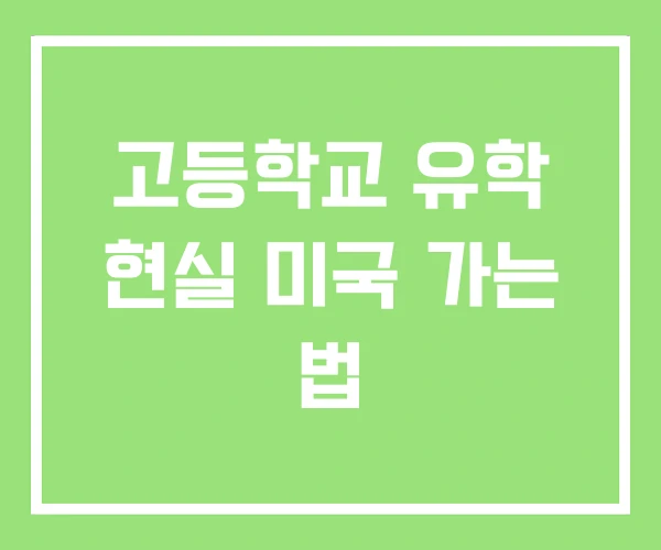 고등학교 유학 현실 미국 가는 법