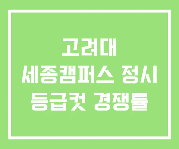 고려대 세종캠퍼스 정시 등급컷 경쟁률 고려대 세종캠퍼스 정시 등급컷 경쟁률