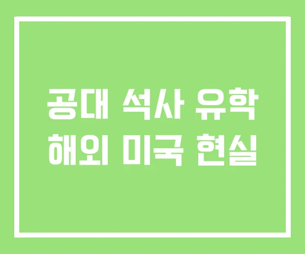공대 석사 유학 해외 미국 현실 공대 석사 유학 해외 미국 현실