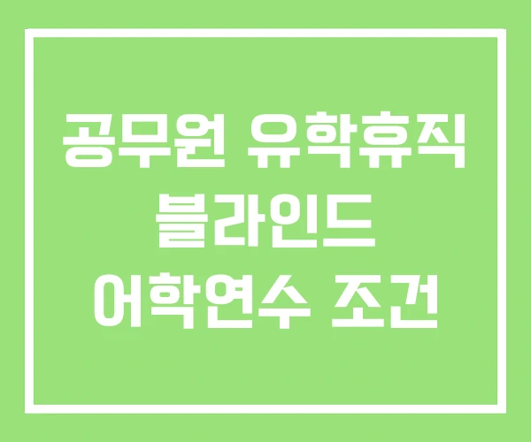 공무원 유학휴직 블라인드 어학연수 조건 공무원 유학휴직 블라인드 어학연수 조건