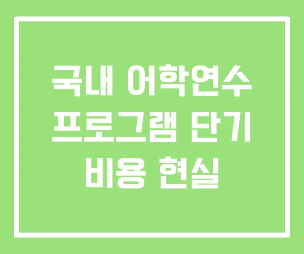 국내 어학연수 프로그램 단기 비용 현실 국내 어학연수 프로그램 단기 비용 현실
