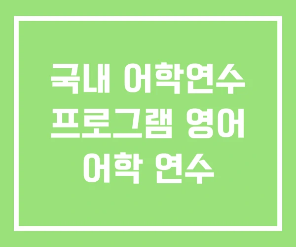 국내 어학연수 프로그램 영어 어학 연수 국내 어학연수 프로그램 영어 어학 연수