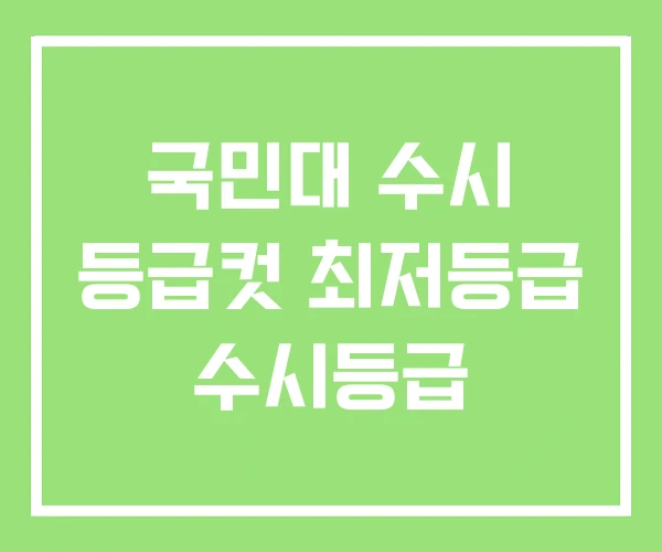 국민대 수시 등급컷 최저등급 수시등급