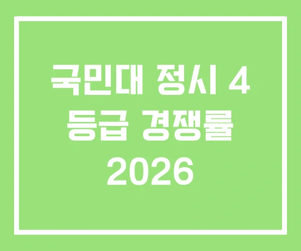 국민대 정시 4 등급 경쟁률 2026 국민대 정시 4 등급 경쟁률 2026