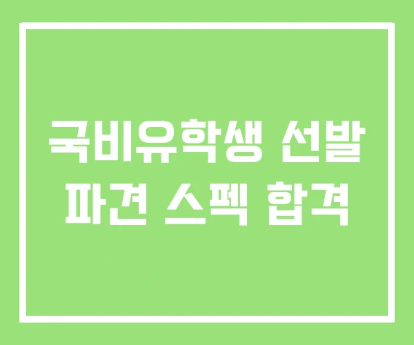 국비유학생 선발 파견 스펙 합격