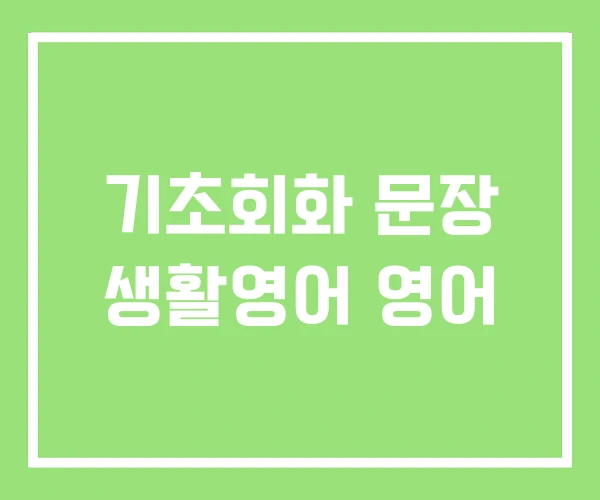 기초회화 문장 생활영어 영어 기초회화 문장 생활영어 영어