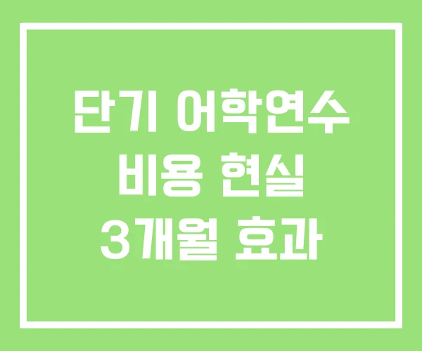 단기 어학연수 비용 현실 3개월 효과 단기 어학연수 비용 현실 3개월 효과