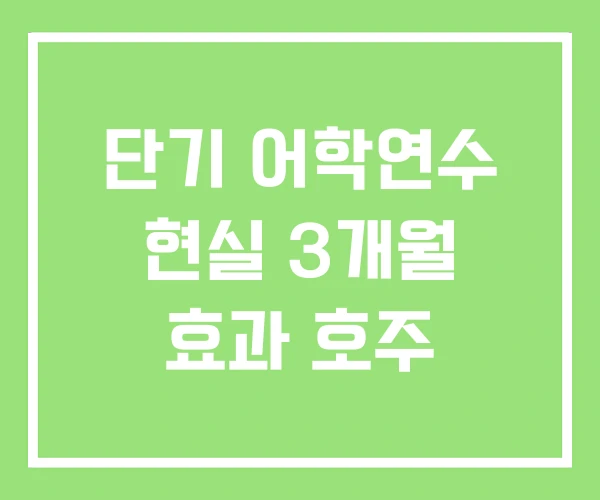 단기 어학연수 현실 3개월 효과 호주 단기 어학연수 현실 3개월 효과 호주