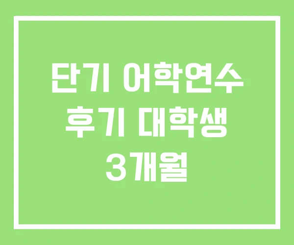 단기 어학연수 후기 대학생 3개월 단기 어학연수 후기 대학생 3개월