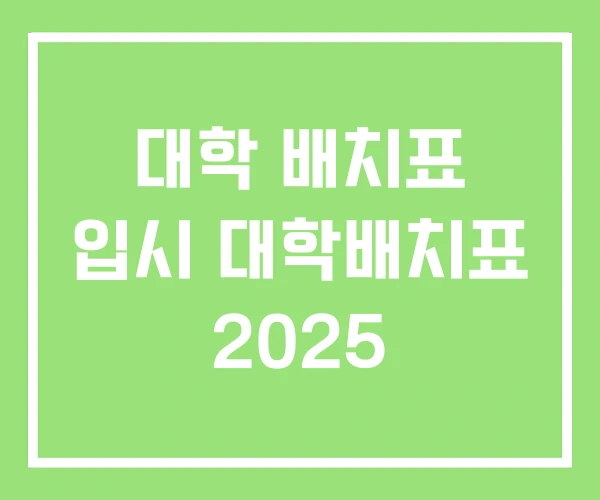 대학 배치표 입시 대학배치표 2025