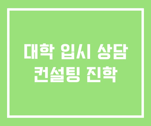 대학 입시 상담 컨설팅 진학