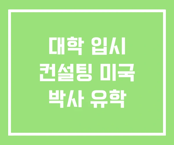 대학 입시 컨설팅 미국 박사 유학 대학 입시 컨설팅 미국 박사 유학
