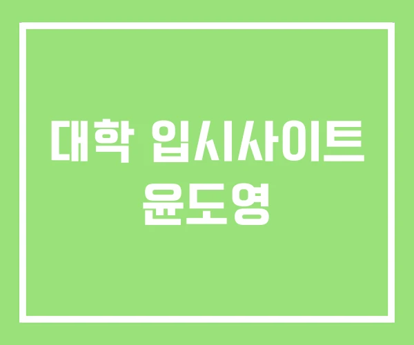 대학 입시사이트 윤도영