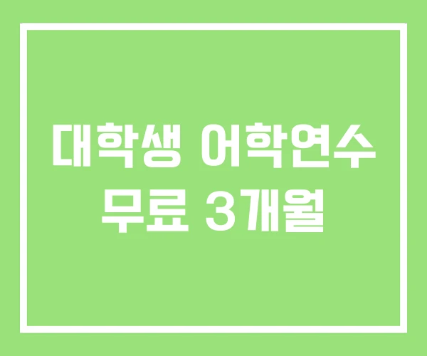 대학생 어학연수 무료 3개월 대학생 어학연수 무료 3개월