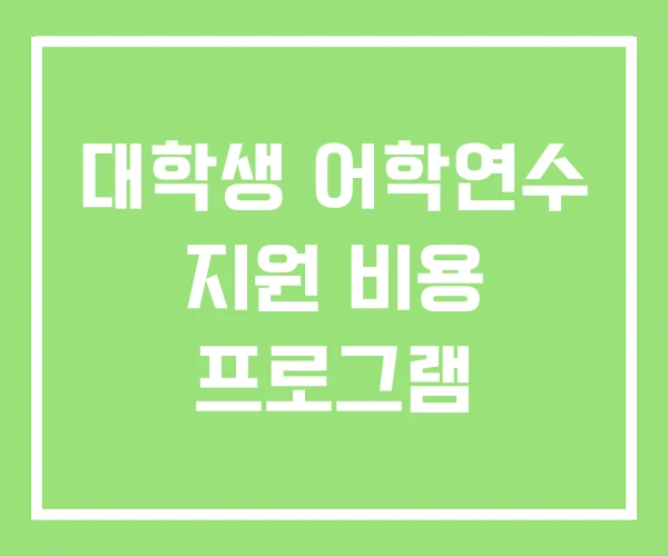 대학생 어학연수 지원 비용 프로그램 대학생 어학연수 지원 비용 프로그램