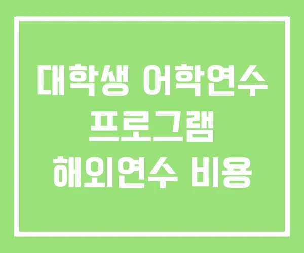 대학생 어학연수 프로그램 해외연수 비용 대학생 어학연수 프로그램 해외연수 비용