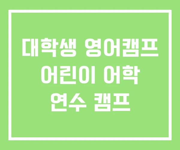 대학생 영어캠프 어린이 어학 연수 캠프 대학생 영어캠프 어린이 어학 연수 캠프