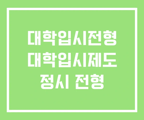 대학입시전형 대학입시제도 정시 전형 대학입시전형 대학입시제도 정시 전형