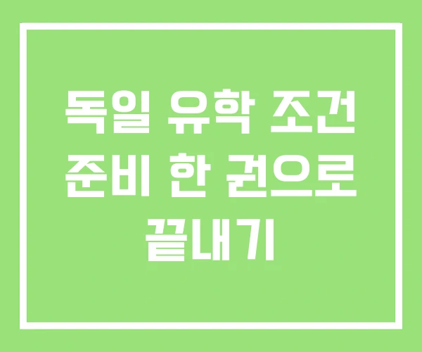 독일 유학 조건 준비 한 권으로 끝내기 독일 유학 조건 준비 한 권으로 끝내기