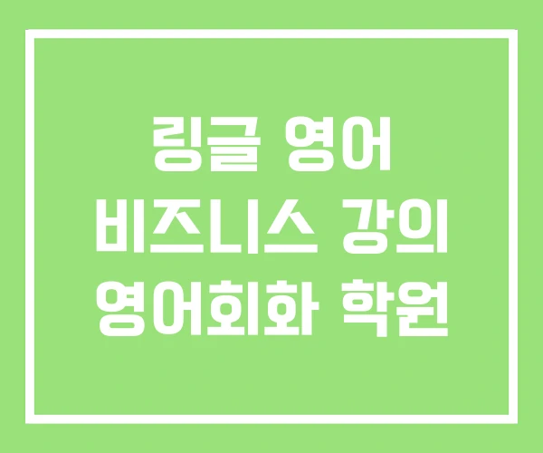 링글 영어 비즈니스 강의 영어회화 학원