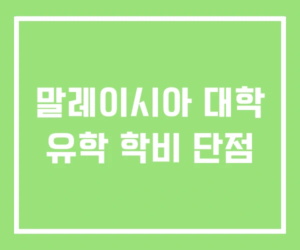 말레이시아 대학 유학 학비 단점