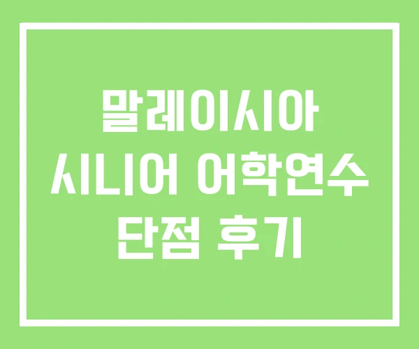 말레이시아 시니어 어학연수 단점 후기 말레이시아 시니어 어학연수 단점 후기