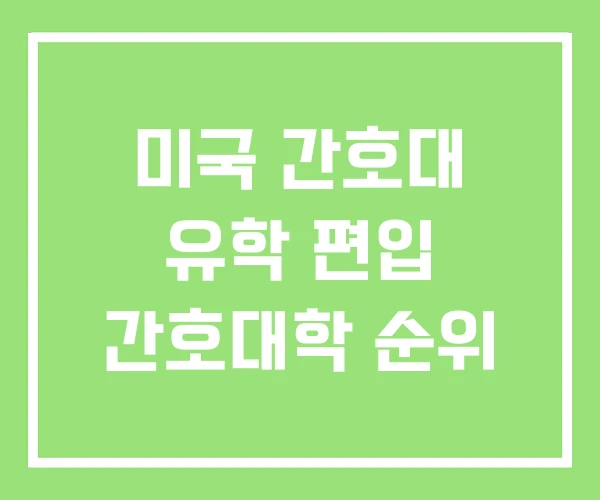 미국 간호대 유학 편입 간호대학 순위 미국 간호대 유학 편입 간호대학 순위