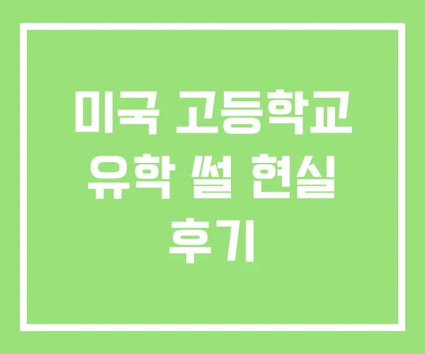 미국 고등학교 유학 썰 현실 후기 미국 고등학교 유학 썰 현실 후기