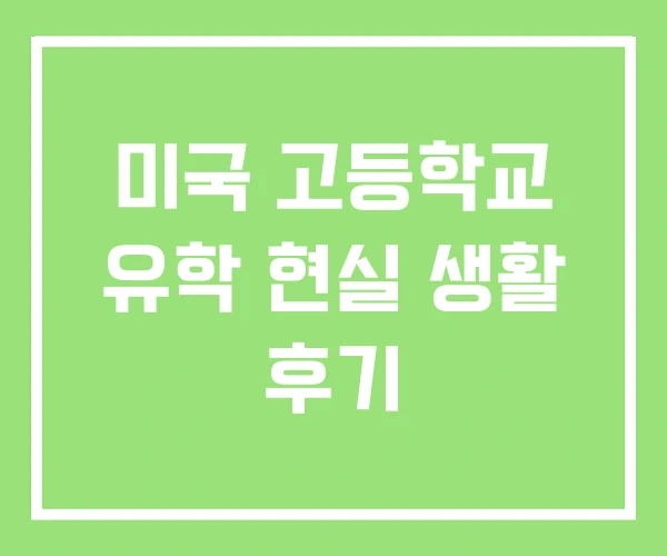 미국 고등학교 유학 현실 생활 후기 미국 고등학교 유학 현실 생활 후기