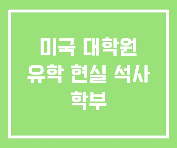 미국 대학원 유학 현실 석사 학부 미국 대학원 유학 현실 석사 학부