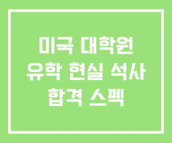미국 대학원 유학 현실 석사 합격 스펙