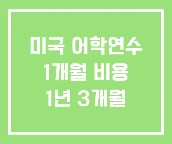 미국 어학연수 1개월 비용 1년 3개월