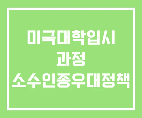 미국대학입시 과정 소수인종우대정책 미국대학입시 과정 소수인종우대정책