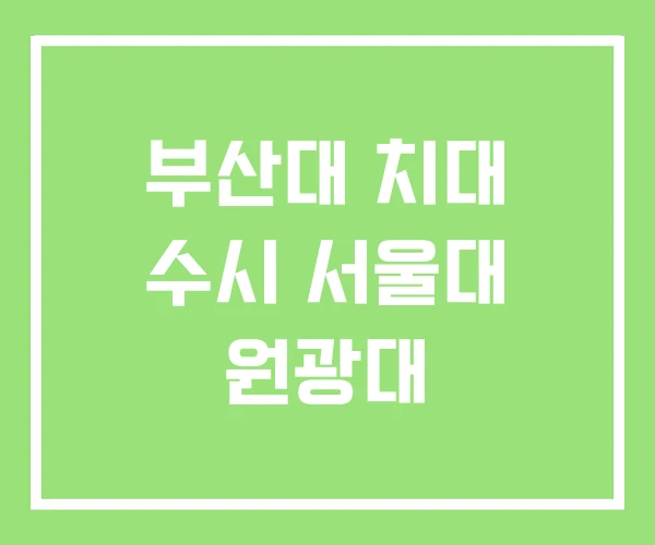 부산대 치대 수시 서울대 원광대 부산대 치대 수시 서울대 원광대
