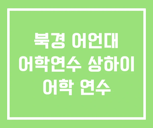 북경 어언대 어학연수 상하이 어학 연수 북경 어언대 어학연수 상하이 어학 연수
