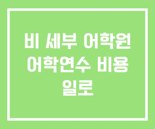 비 세부 어학원 어학연수 비용 일로 비 세부 어학원 어학연수 비용 일로