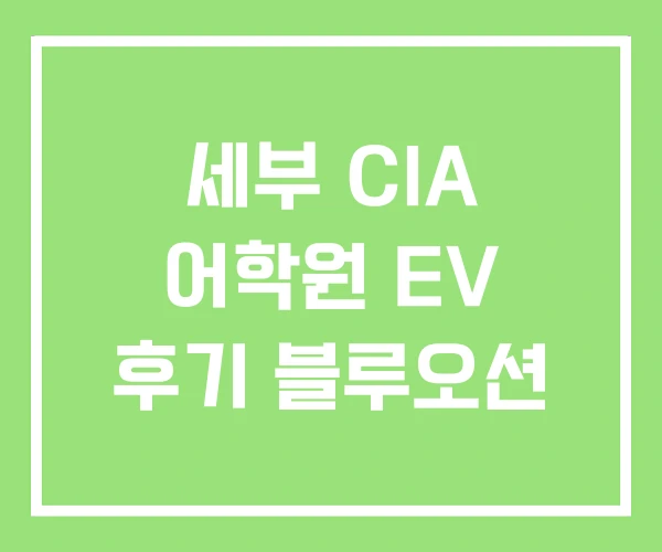 세부 CIA 어학원 EV 후기 블루오션 세부 CIA 어학원 EV 후기 블루오션
