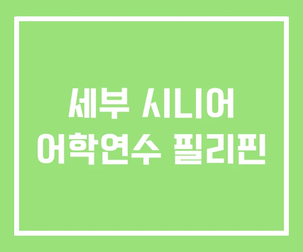 세부 시니어 어학연수 필리핀