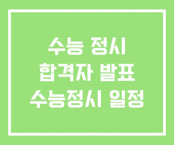 수능 정시 합격자 발표 수능정시 일정 수능 정시 합격자 발표 수능정시 일정
