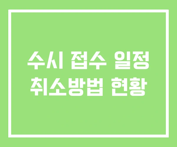 수시 접수 일정 취소방법 현황 수시 접수 일정 취소방법 현황